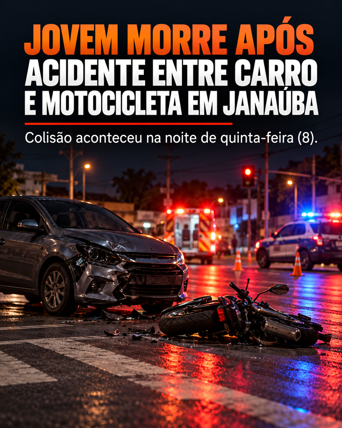 Jovem de 21 anos morre após acidente entre carro e moto em Janaúba