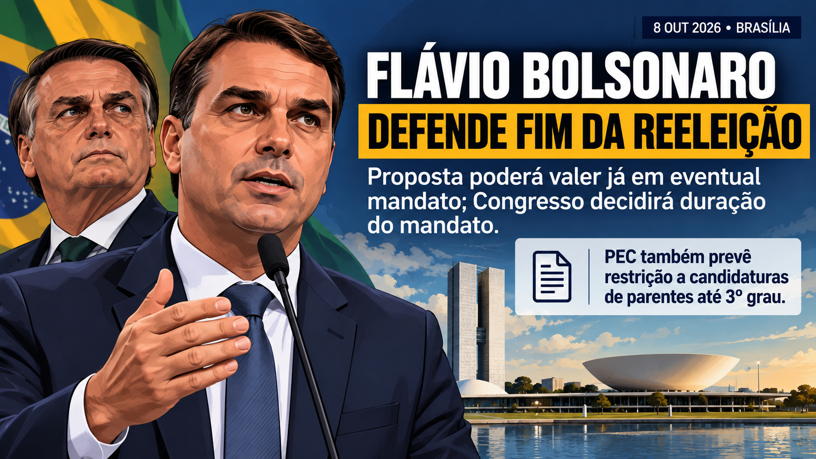 Flávio Bolsonaro defende fim da reeleição e diz que regra pode valer para seu governo — foto 2